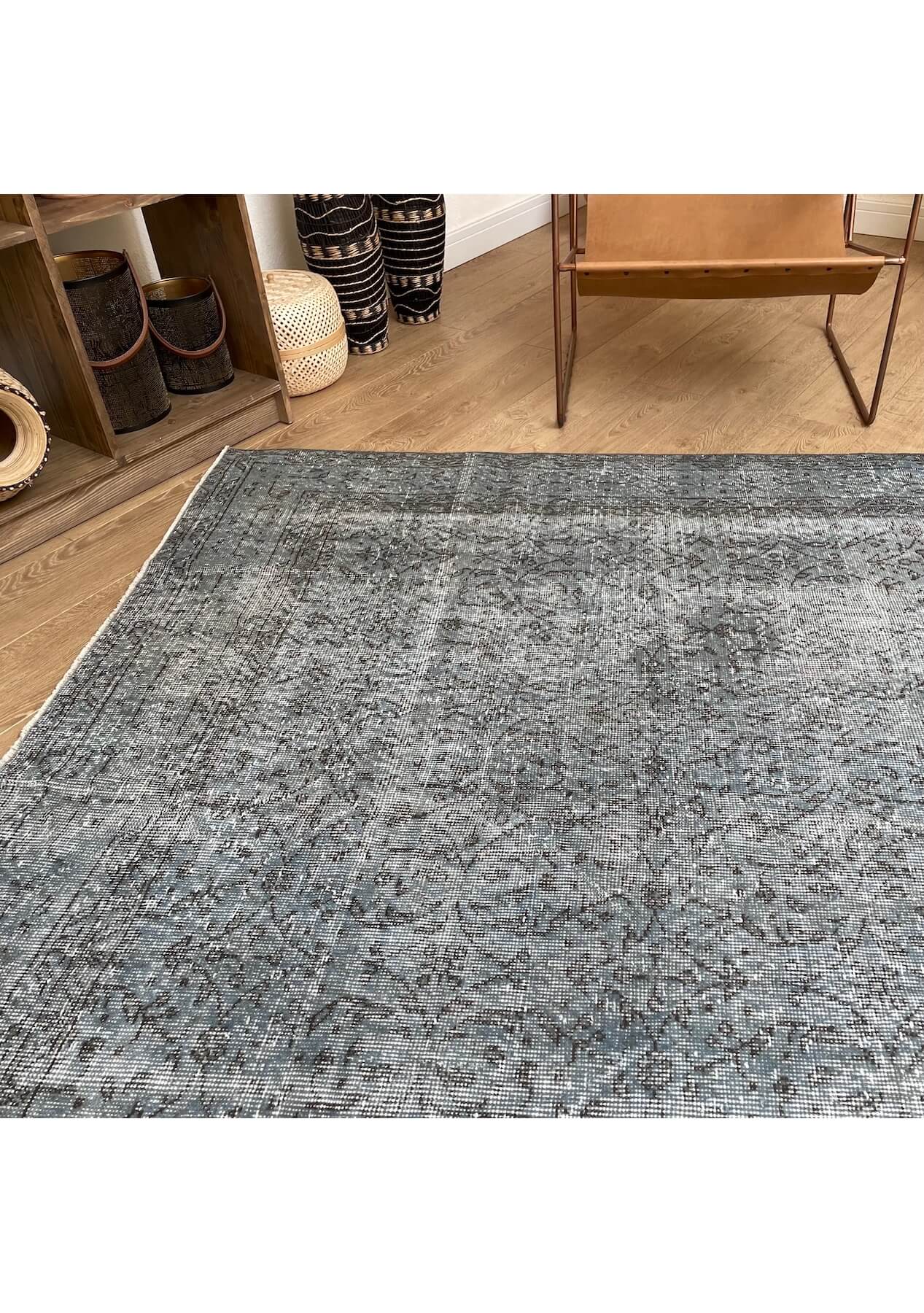 Sondra - Vintage Blue Overdyed Rug - kudenrugs