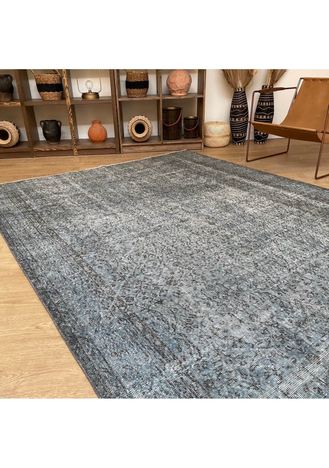 Sondra - Vintage Blue Overdyed Rug - kudenrugs