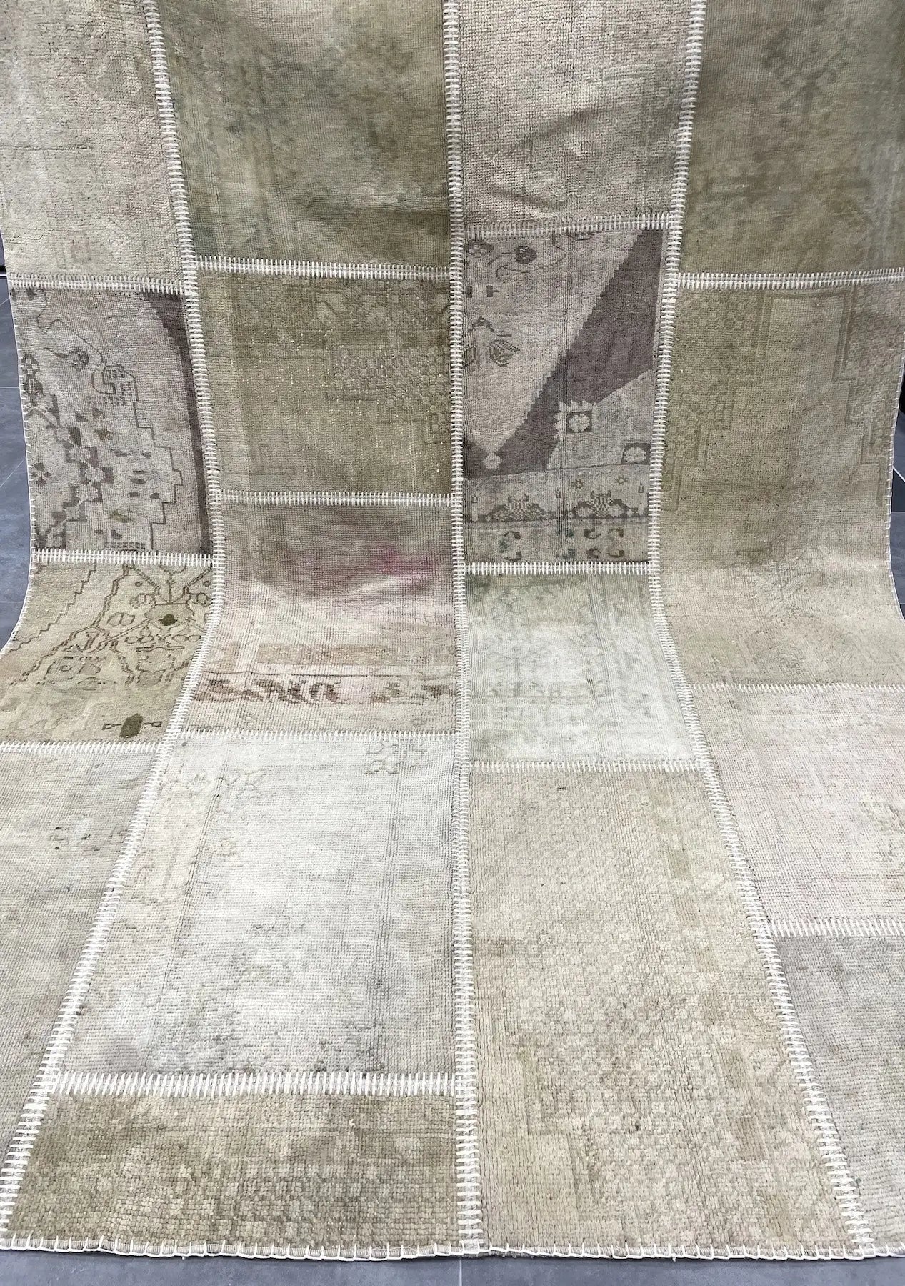 Tacy - Vintage Beige Patchwork Rug - kudenrugs