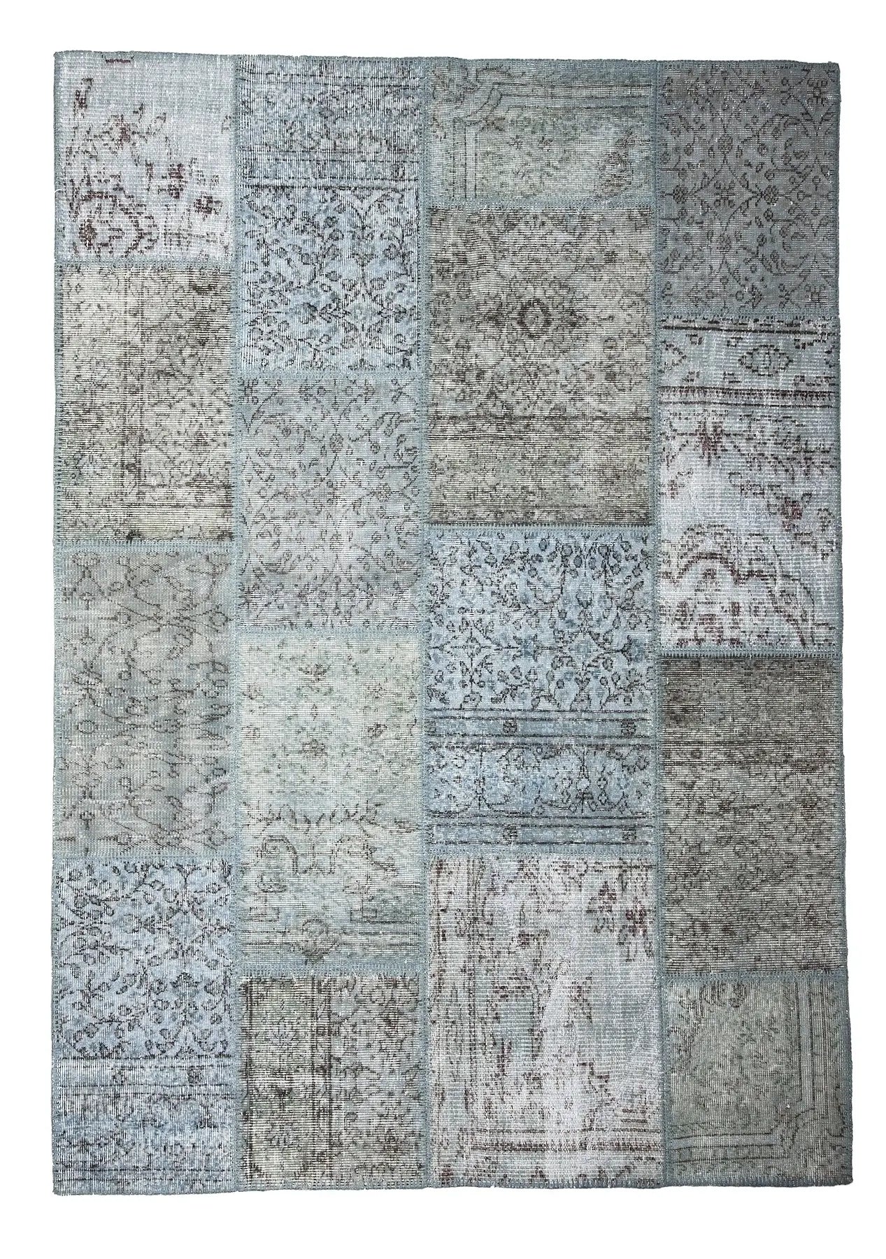 Thirza - Vintage Blue Patchwork Rug - kudenrugs