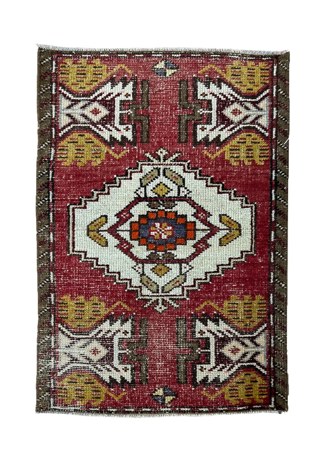 Vivien - Vintage Mini Red Area Rug - kudenrugs