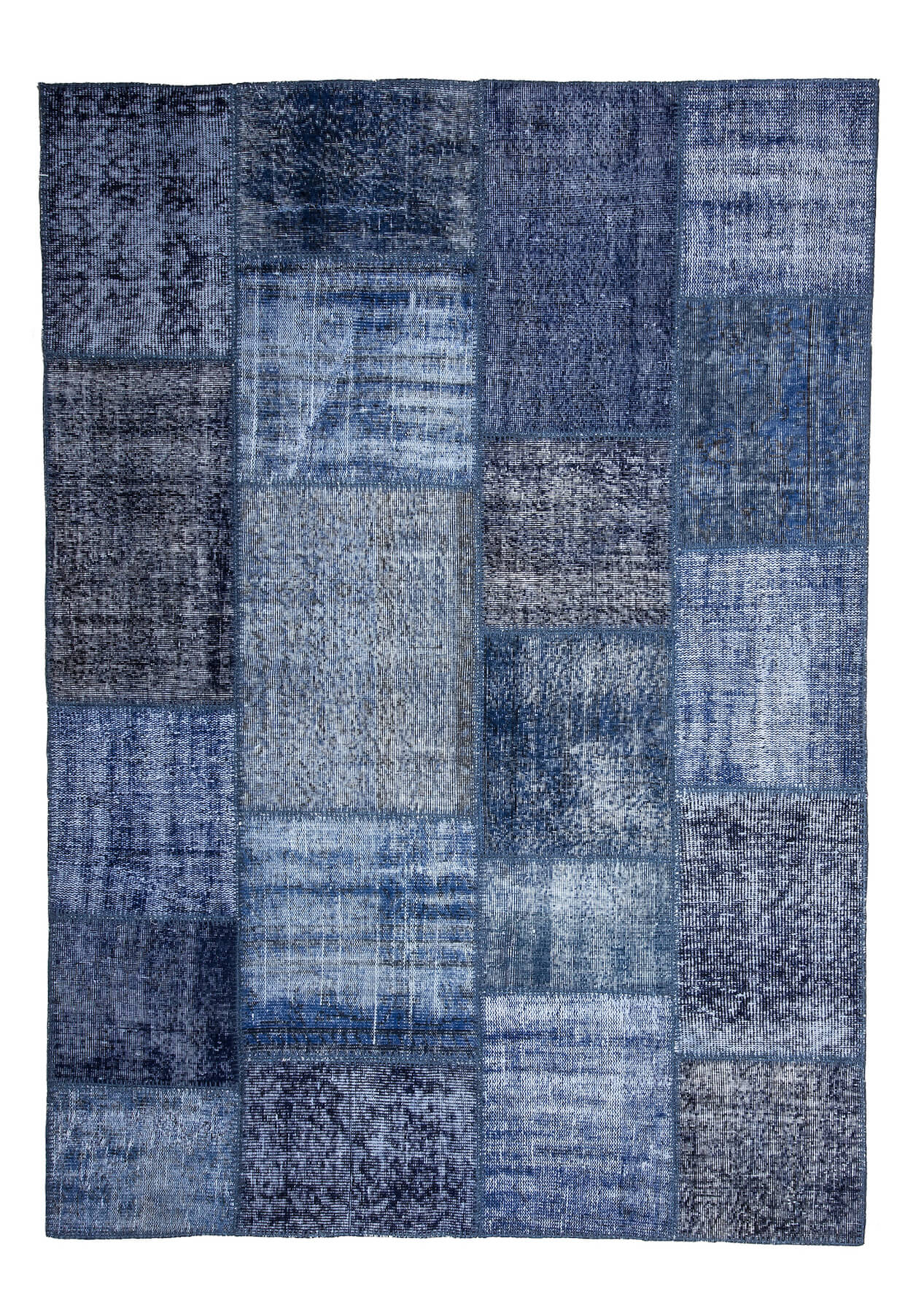 Wilma - Vintage Navy Blue Patchwork Rug - kudenrugs