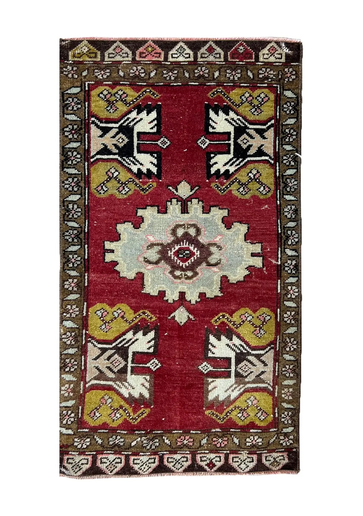 Winifred - Vintage Mini Red Area Rug - kudenrugs