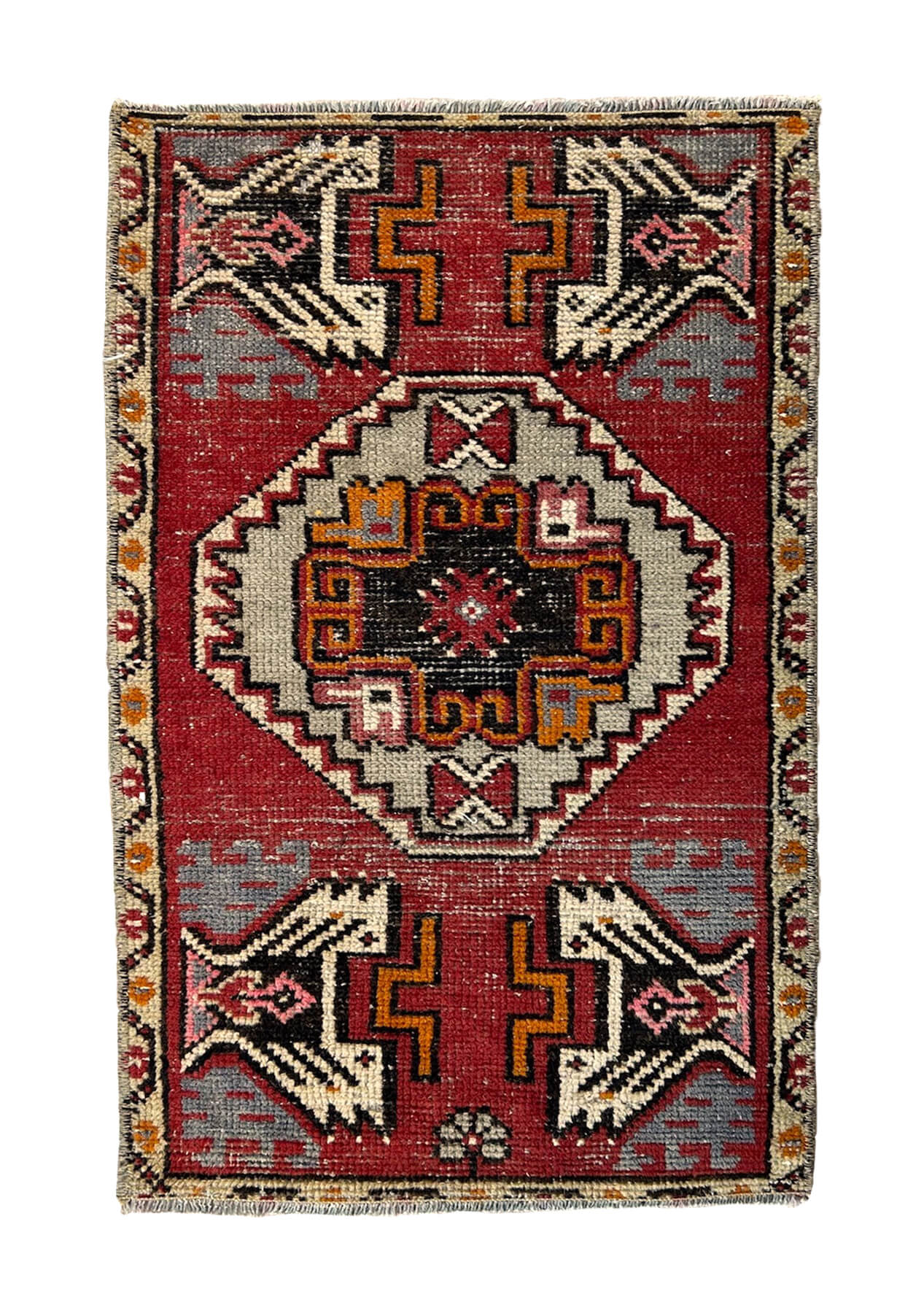 Ximena - Vintage Mini Red Area Rug - kudenrugs