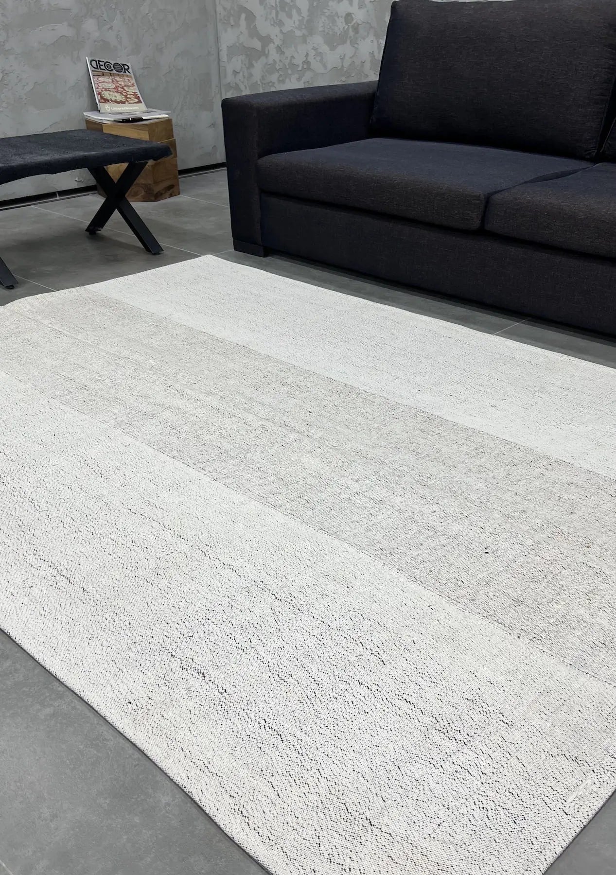 Yolanda - White Turkish Kilim Rug - kudenrugs