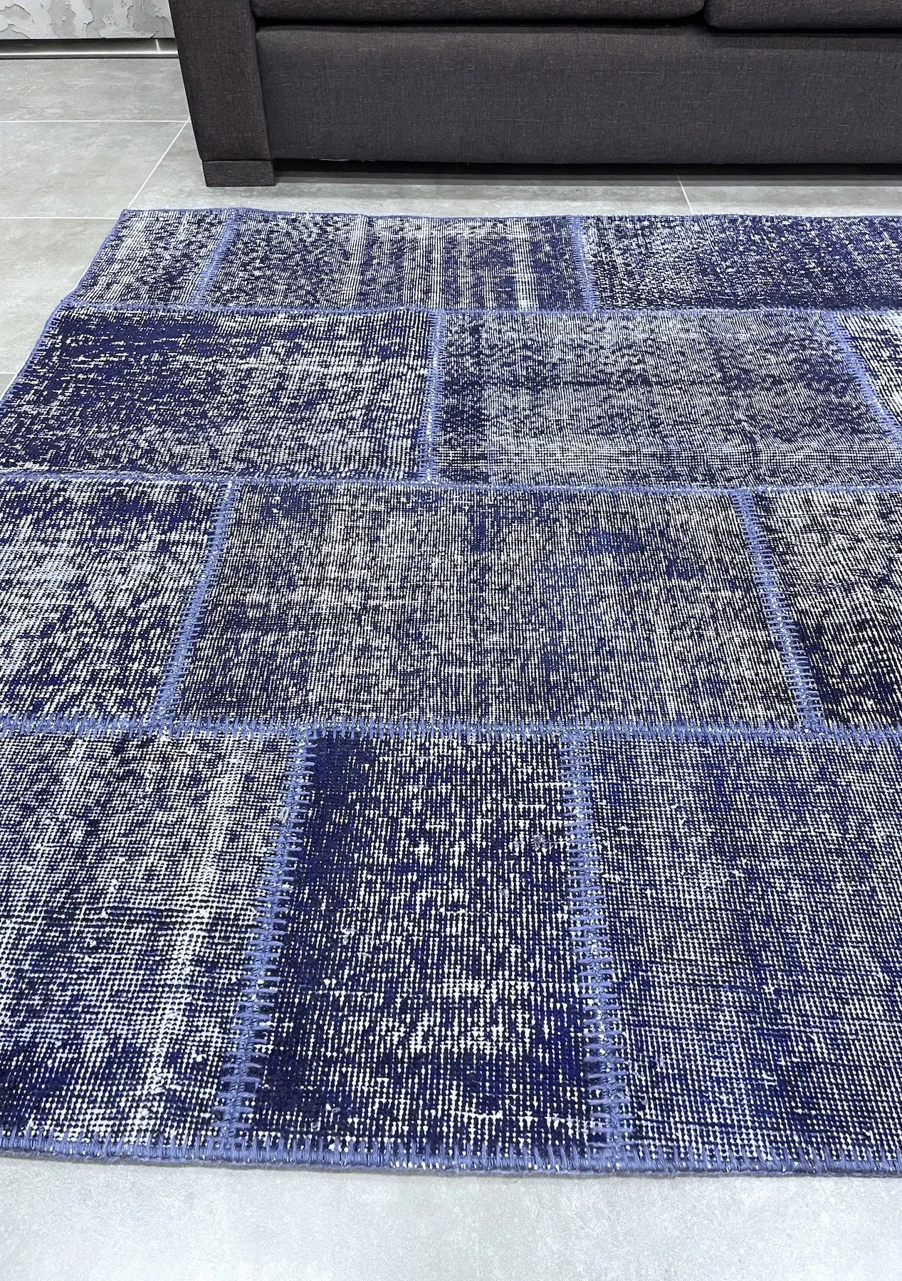 Zabrina - Vintage Blue Patchwork Rug - kudenrugs