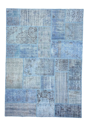 Zafina - Vintage Blue Patchwork Rug - kudenrugs