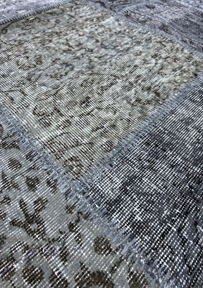 Zanubiya - Vintage Gray Patchwork Rug - kudenrugs