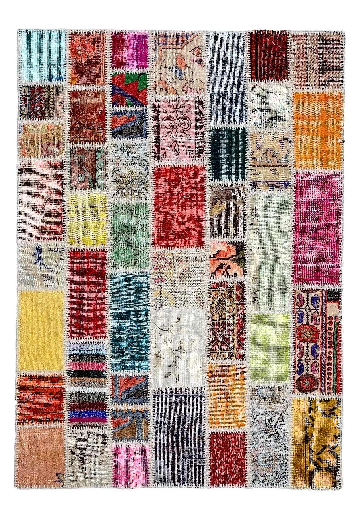 Zarola - Vintage Multi Color Patchwork Rug - kudenrugs