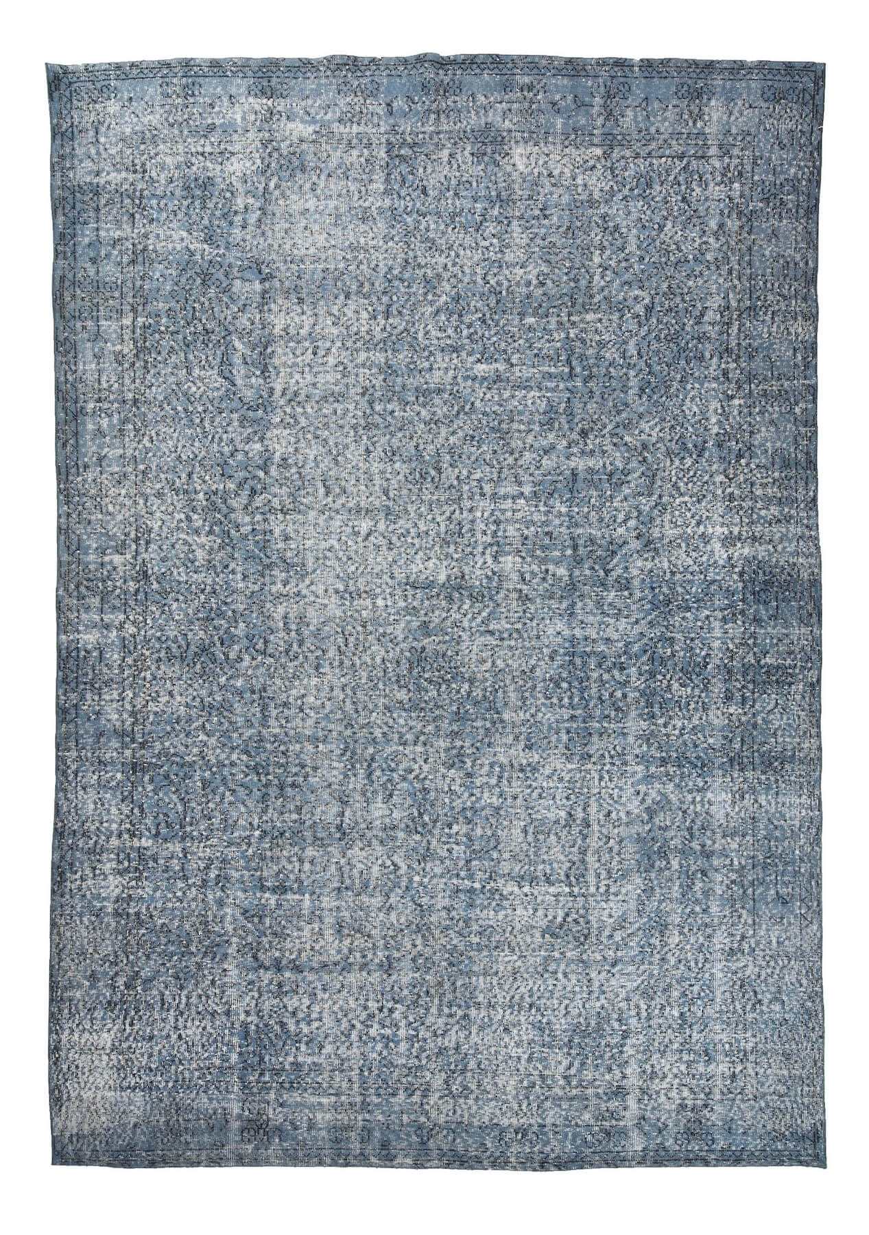 Blue Overdyed Rug 7' x 10' Vintage Turkish Overdyed Rug, Blue - Zoey | Kuden Rugs